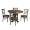 International Concepts 36 in. Solid Wood Round Extension Dining Table with 4 Dining Chairs in Hickory/Washed Coal K45-36RXT-23B-C617-4 - alternate 6